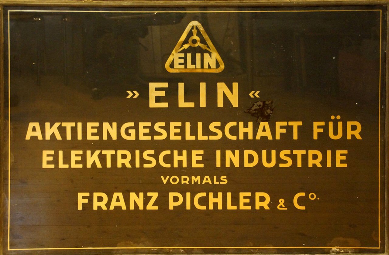 Firmenschild-ELIN-AG aus dem Jahr 1921